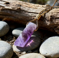 Corded Rope Amethyst Slab Necklace
