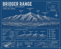 Bridger Mountains Blueprint Poster 16"x20"