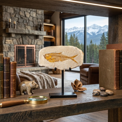 Diplomystus Fish Fossil on Stand