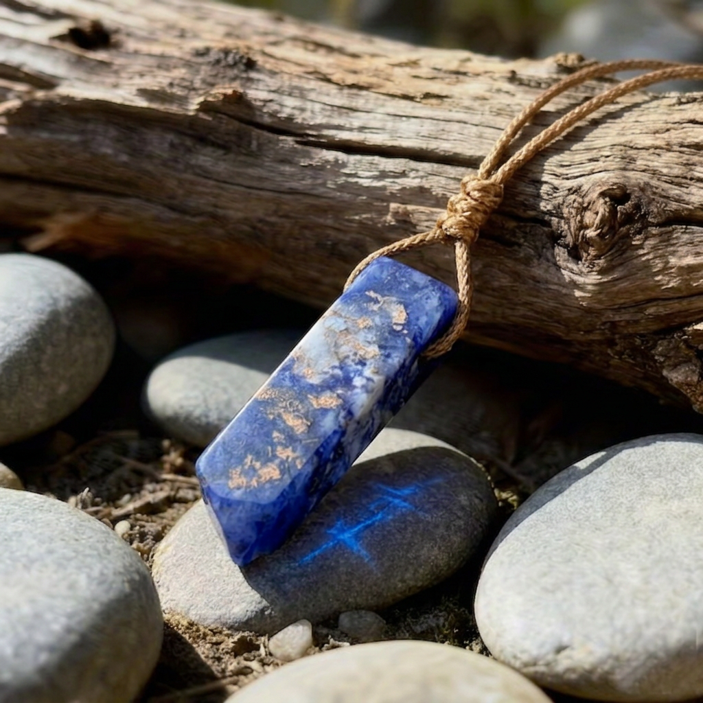 Corded Rope Lapis Lazuli Slab Necklace