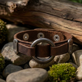 Leather and Steel Hoop Bracelet - Snap