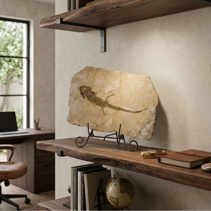 Sclerocephalus Fossil on Stand
