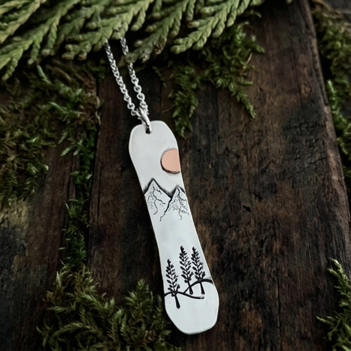 Metal Stamped Copper Moon Necklace